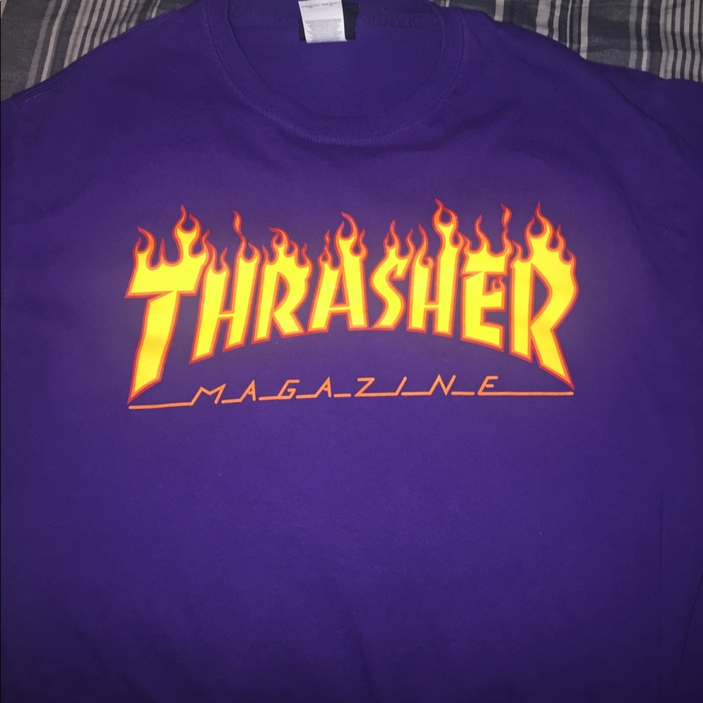 Purple Fire Flame Thrasher T Shirt Size Medium